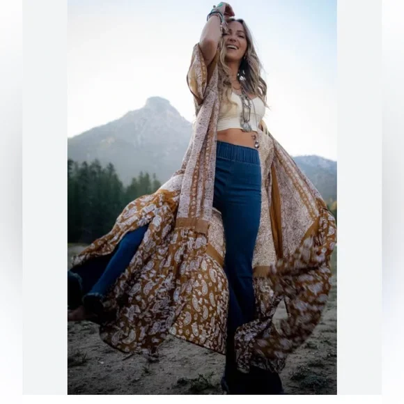 NEW THREE BIRD NEST PAISLEY TAPESTRY FREE FLOW DUSTER KIMONO - Picture 5 of 5